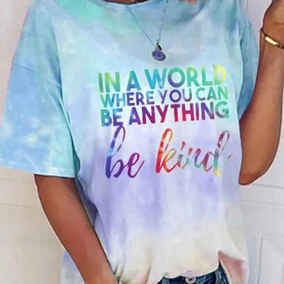 "IN A WORLD WHERE YOU CAN BE ANYTHING BE KIND" TEE LARGE 12-14 - Picture 2 of 3